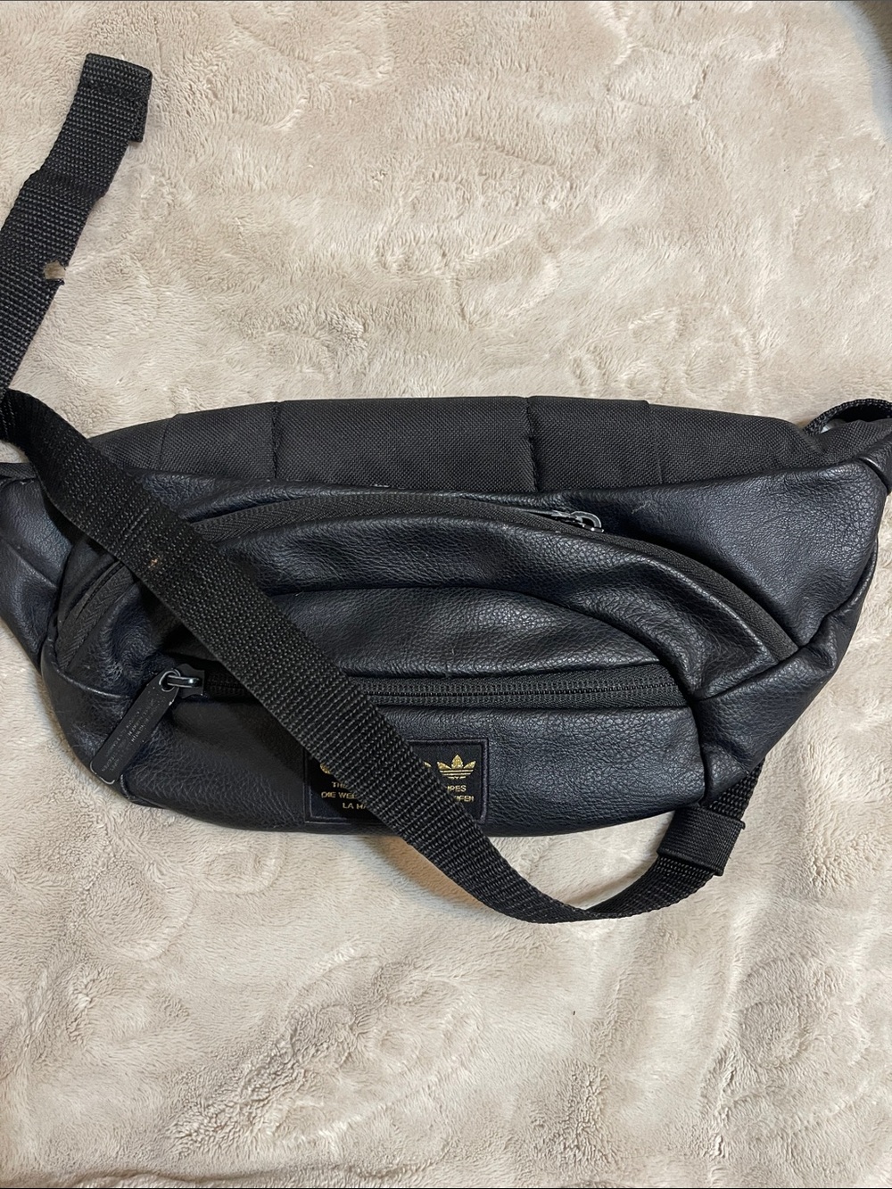 adidas Black Faux Leather Waist Pack